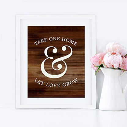 Andaz Press Wedding Party Signs, Rustic Wood Print, 8.5x11-inch, Please Take One Home and Let Love Grow Plant Seed Favors Table Sign, 1-Pack, Unframed - color: Favors Take One Home Let Love Grow