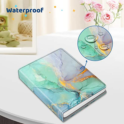 Fintie Photo Album 5x7 Photos, 52 Pockets Small Capacity Wallet Albums Book | Vegan Leather Cover, 5X7 Picture Keepsakes, Family/Wedding/Travel Memory Book, For Boys Girls Art Work, Emerald Marble - color: Emerald Marble