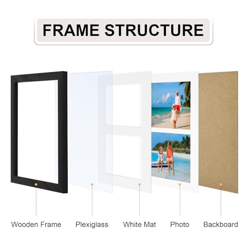 Vittanly 8x10 Collage Picture Frame, Displays 2Pcs 4x6 Pictures, Black - color: Black, size: 8x10