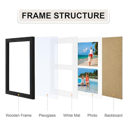 Vittanly 8x10 Collage Picture Frame, Displays 2Pcs 4x6 Pictures, Black - color: Black, size: 8x10
