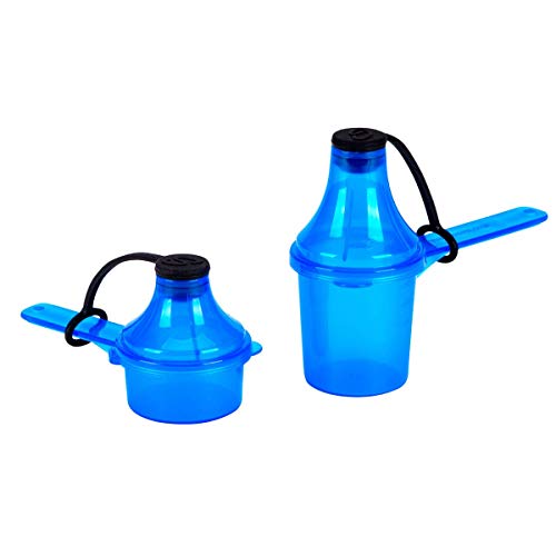 15cc/30cc Pre-Workout Funnel 2-Pack - Blue | Patented 2-in-1 scoop & funnel container, dual 15cc/30cc sizes, portable pre-workout dispenser, leak-proof, fits shaker cups - color: Blue