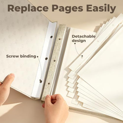 Vienrose Large Photo Album Self Adhesive for 4x6 5x7 8x10 Pictures Scrapbook Album DIY Scrap Book 40 Sticky Pages with A Metallic Pen Beige | Scrapbook Album, 20 Sheets, 4x6 5x7 8x10 Photos, Metallic Pen, DIY Memory Book, Travel Photos, Birthday Gift - co