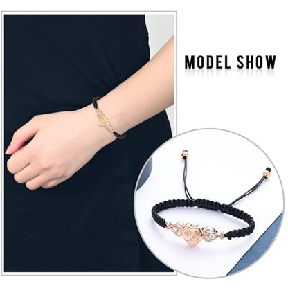 constantlife Double Heart Cremation Bracelet for Ashes for Women Stainless Steel Pendant Urn Memorial Jewelry Loved Ones Human Pet Funeral Keepsake Gift - color: Sunflower-Rose Gold