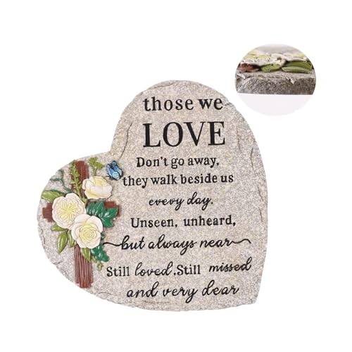 Cross Memorial Garden Stones, 10 inches Sympathy Garden Stone for Loved One, in Memory of Loved one Gifts, Resin Garden Stepping Stones Outdoor, Memorial Gifts