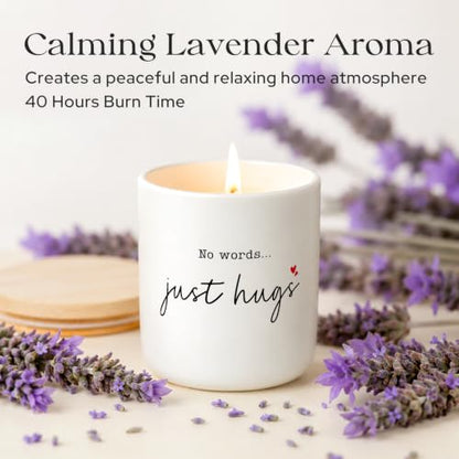 Sympathy Gifts for Loss of Loved One - No Words Just Hugs Candle | Lavender Scented Candle, Memorial Gifts, Bereavement, Grief, Thinking of You, Get Well, Condolence Candle for Women, Soy Wax