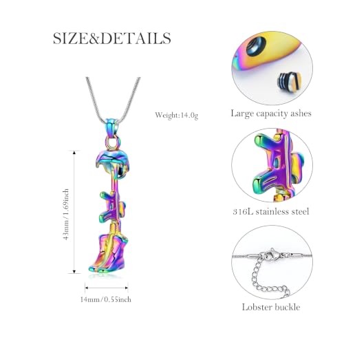 Cremation Jewelry Military Shoes Hats Guns Urn Necklace for Ashes Stainless Steel Military Equipment Pendant Memorial Necklaces Ash Holder for Human Pets Keepsake Jewelry of Loved Ones with Fill Tool - color: Rainbow