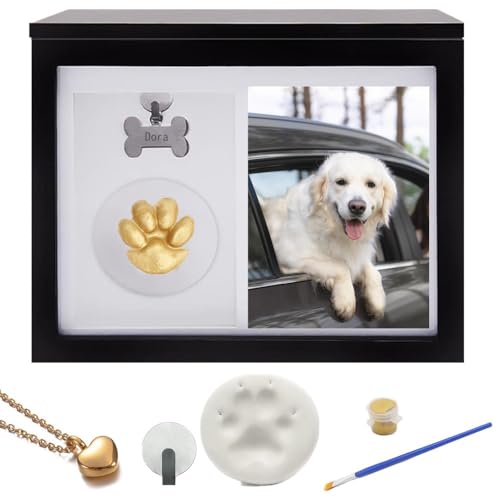 Pet Urns for Dog or Cat Ashes, Wooden Memorial Dog Urns Keepsake, Pet Cremation Heart Necklace, Clay Imprint Paw Print Kit, Keepsake Loss Pet Memorial Remembrance Gift