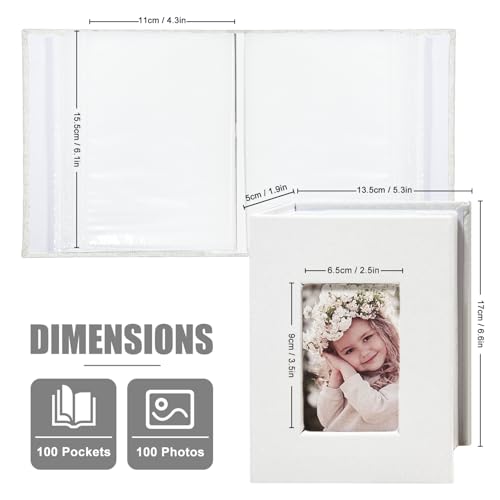 Photo Album 4x6 100 Pockets, Linen Cover Top Loader Vertical, Slip-in Picture White Pockets Albums for Wedding, Family, Anniversary, Baby, Vacation - color: White, size: 100 Pockets