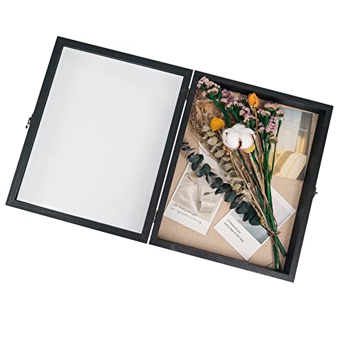 Large Shadow Box Frame 11x14 Display Case Black Graduation Keepsakes Box - color: Rustic Black, size: 11"x14" (28x35 cm)
