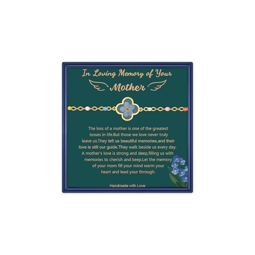 Sympathy Gifts for Loss of Loved One, Forget Me Not Flower Bracelets Angel Wing Memory Bracelet Bereavement to Loss of Gifts Memorial Remembrance Jewelry - color: Memorial Gift for Loss of Mom