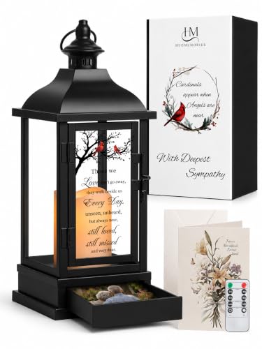 Memorial Lantern with Keepsake Drawer, Sympathy Gift for Loss of Loved One, Bereavement Funeral Gift in Memory of Mom Dad Husband Wife - color: Those We Love/Black