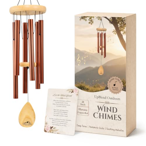 Havasu Outdoor Wind Chimes Copper Red, Tuned to Soothin EMajor | Strong for Any Weather. A Lasting Gift. 28". Total Volume Control. Feng shui, Relaxation, Memorial. Easy to Hang - color: Copper-red, size: 28"