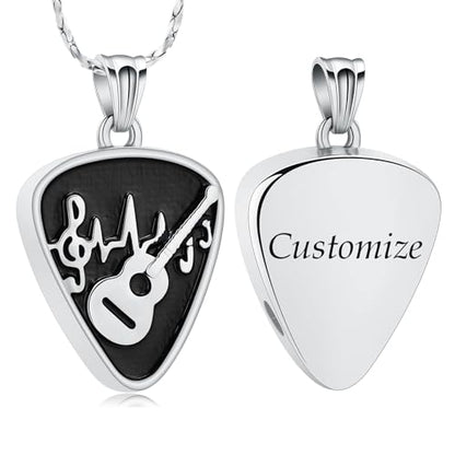 Imrsanl Guitar Pick Cremation Urn Necklace for Ashes - color: Pick Customize