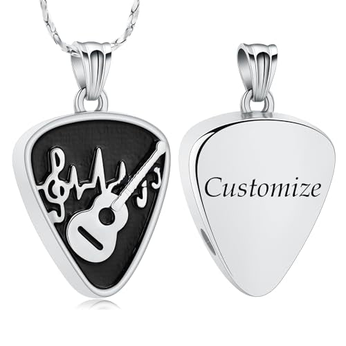 Imrsanl Guitar Pick Cremation Urn Necklace for Ashes - color: Pick Customize