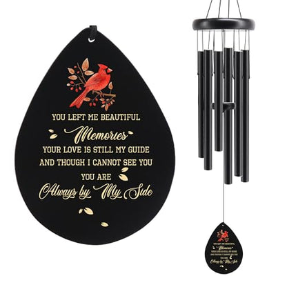 Memorial Sympathy Wind Chimes for Loss of Loved One 32'', Cardinal Wind Chimes in Memory of a Loved One Mother Father, Cardinal Memorial Gifts, Bereavement Condolence Remembrance Grieving Gifts - size: 32in