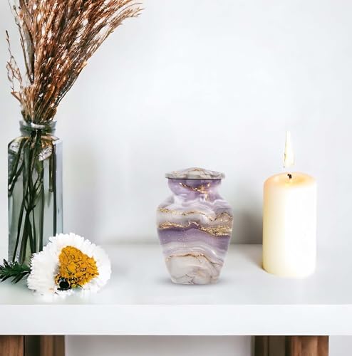 Purple Abstract Urn for Human Ashes - color: Rose Gold Serenity, size: 3 Inch - Pack of 1