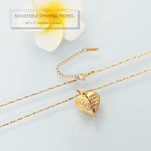 Imrsanl Heart Cremation Urn Necklace Pendant for Human Ashes - A Piece of My Heart Lives in Heaven Memorial Keepsakes Cremation Jewelry - color: Locket-Gold Dad