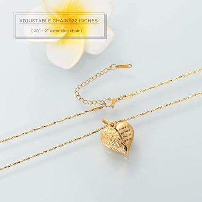 Imrsanl Heart Cremation Urn Necklace Pendant for Human Ashes - A Piece of My Heart Lives in Heaven Memorial Keepsakes Cremation Jewelry - color: Locket-Gold Dad