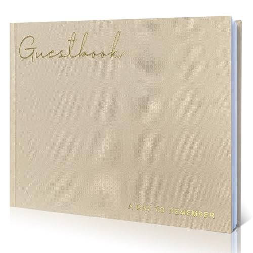 Elegant Linen Wedding Guset Book for Reception, Wedding Guest Book Alternative, Baby Shower, Bridal Shower and Special Events - 100 Blank Pages - color: B-beige
