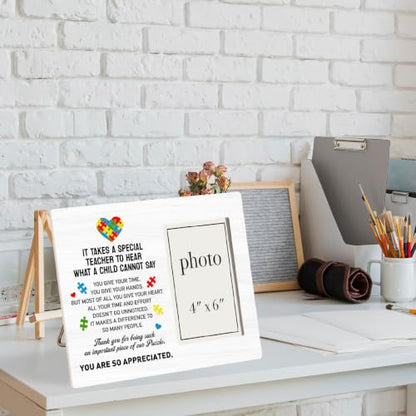 Autism Teacher Appreciation Gifts, SPED Teacher Wooden Picture Frame | Autism Teacher Picture Frame for 4 x 6 in Photo, Thank You Gifts for Autism Special Education Teacher - color: special teacher
