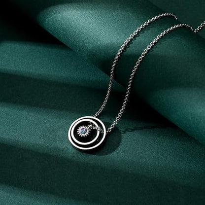 Daisy Cremation Jewelry Necklaces Stainless Steel Circle of Life Eternity Urn Necklaces for Ashes Memorial Keepsake Daisy Pendant for Women Men Gifts With Funnel Kit & Bag - color: Rainbow