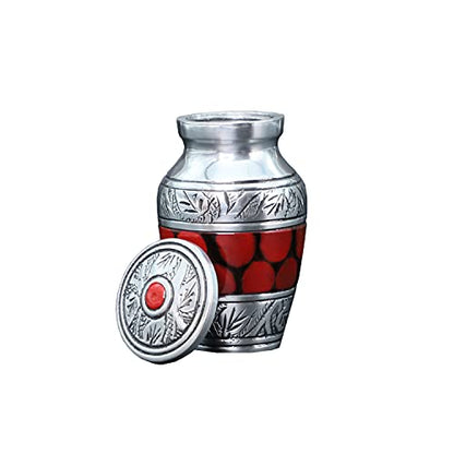 hlc Lovely Small Keepsake Urn Qnty 1 - Keepsake Urn for Human Ashes with 1 Velvet Box Bag-Mini Keepsake Urn -Red Brass Mini Memorial Affordable Keepsake Urn (3 cu.in)