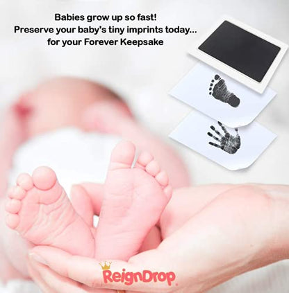 Inkless Large Clean Touch Ink Pad Kit for Baby Footprint, Handprint & Pet Paw Print - No Ink Mess, Clear Print, Smudge Resistant, Long Lasting, Baby Safe, Includes 2 Cardstock(Clean-Touch - Blue) - color: Clean-Touch - Blue