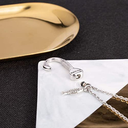 Gredstar Fishing in Heaven Cremation Jewelry & Fishin hook Cremation Urn Necklace for Ashes
