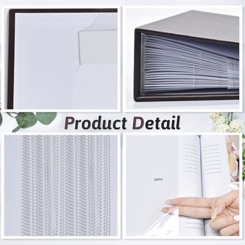 Popotop Photo Album 4x6 300 Photos with Writing Space, Leather Cover Album with Display Picture Window, Photo Book for Wedding Family Baby Gift - color: Coffee, size: 300 Pockets