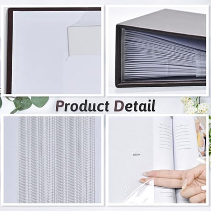 Popotop Photo Album 4x6 300 Photos with Writing Space, Leather Cover Album with Display Picture Window, Photo Book for Wedding Family Baby Gift - color: Coffee, size: 300 Pockets