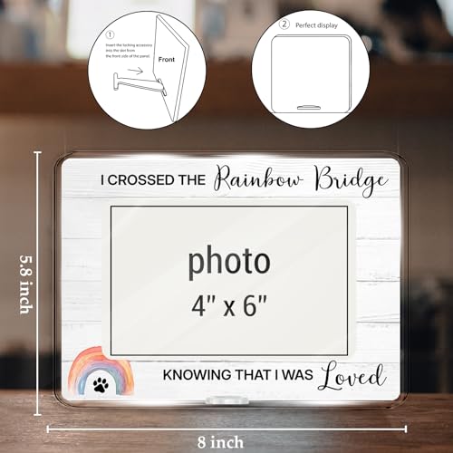 Rainbow Bridge Dog Memorial Gifts Picture Frame, Loss of Dog Sympathy Gift, Pet Memorial Gifts for Cats Dogs, Pet Keepsake Photo Frame for 4 x 6 Inch Photo