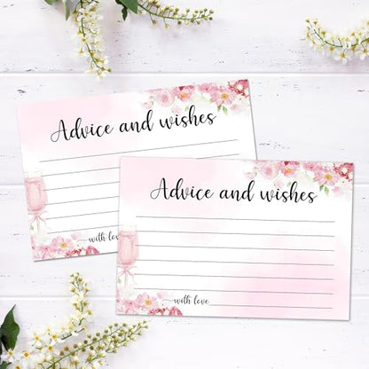 Advice and Wishes Cards Box, 50 Pcs Birthday Wedding Baby Shower Advice Cards, Well Wishes Box for Birthday Party Graduation Bridal Shower Retirement Party, Anniversary(Champagne) -B01 - color: Champagne, size: Set with Wooden Box