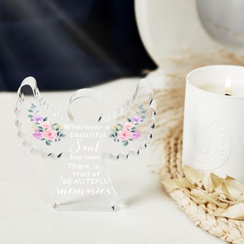 Sympathy Gifts, Angel Acrylic Memorial Bereavement Sign Gift, Grieving Gift, Remembrance Grief Dandelion Theme Gifts for Loss of Loved One, Sympathy Sign for Home Living Room Table Centerpiece Decor - style: 045