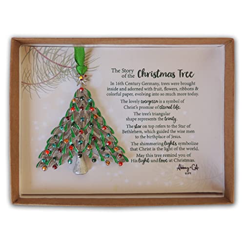 Abbey & CA Gift Story of The Xmas Tree Ornament On Green Ribbon - style: Story of The Xmas Tree