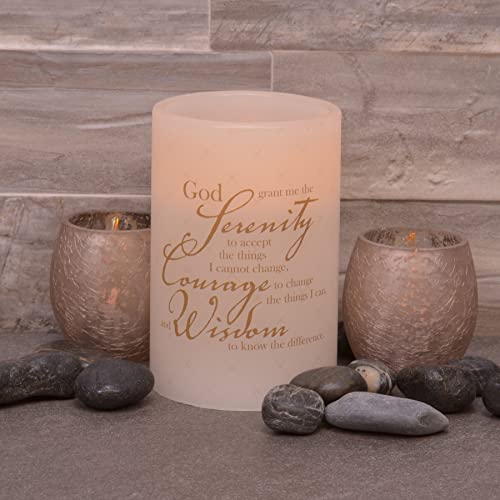 Mark Feldstein & Associates Serenity Prayer Flameless LED Inspirational Candle Pillar, 4 x 6 Inch