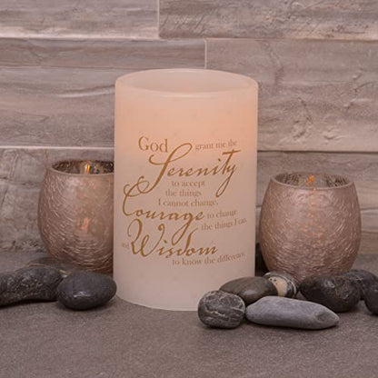 Mark Feldstein & Associates Serenity Prayer Flameless LED Inspirational Candle Pillar, 4 x 6 Inch