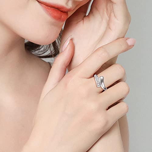 Sterling Silver Urn Ring for Ashes: Women Cubic Zirconia Ash Ring Memorial Cremation Jewelry Bereavement Keepsakes Gift for Loss of a Loved One