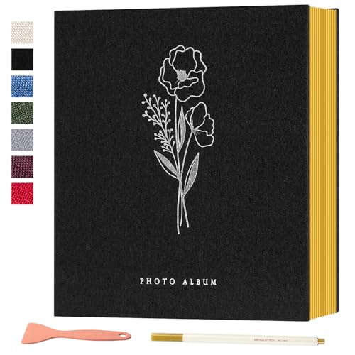 Lanpn Self Adhesive Photo Album Scrapbook 40 Pages, Linen Photos Albums DIY Sticky Magnetic Pages holds 4X6 7x5 A5 Picture for Family Wedding Birthday (Small-20 Sheets/40 Pages, Black) - color: Black, size: Sticky Page (Small,40 Pages)