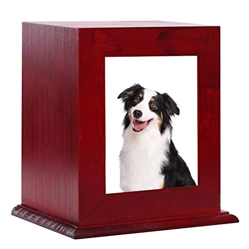 BRKURLEG Dog Urns for Ashes, Animal Wood Urn, Red - color: Wine Red