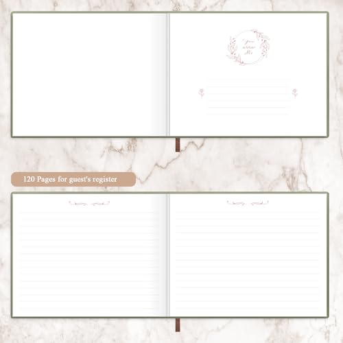 Elegant Wedding Guest Book - Perfect for Wedding Receptions, Baby Showers, Birthdays and Special Events - 7" x 9" Sign in Book - 120 Lined Pages - Leather Hardcover - Green - color: Green