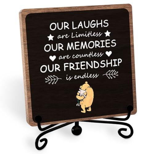 Winnie Friendship Gifts for Women, Heartwarming Quote Plaque Keepsake | Thank You Gift for Friends Sister Coworkers Bestie BFF, Wooden Sign for Home Office Desk, Appreciation Decorations - style: Friendship 01