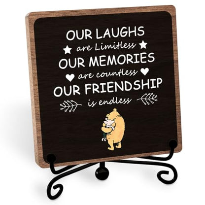 Winnie Friendship Gifts for Women, Heartwarming Quote Plaque Keepsake | Thank You Gift for Friends Sister Coworkers Bestie BFF, Wooden Sign for Home Office Desk, Appreciation Decorations - style: Friendship 01