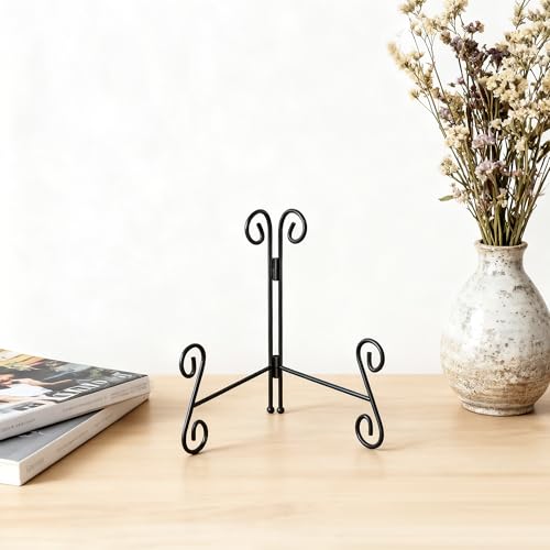 Plate Stand, 1 Pack 6 Inch Plate Holder for Display, Black Foldable Iron Table Easel for Picture Book Photo Frame Decorative Plate - size: 6 Inch - 1Pack