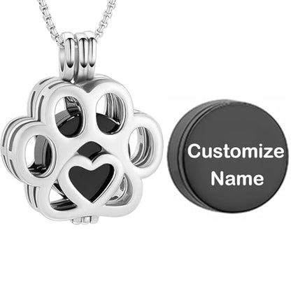 Oinsi Pet Cremation Jewelry For Ashes For Dog/Cat Paw Stainless Steel Memorial Locket Urn Necklace Inside Mini Case Keepsake Cremation Jewelry Women Men - color: A-Customize