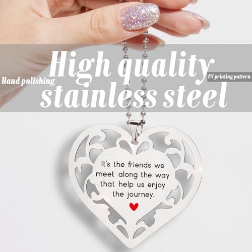Friendship Journey Gifts, Heart Shaped Stainless Steel Hanging Sign with Inspirational Quote Best Friend Keepsake, Long Distance Friends, Just Because Present Hanging Ornaments S2X42 - style: Friendship4