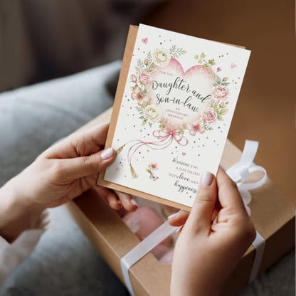Heartfelt Anniversary Card for Daughter and Son in Law, Sweet Daughter and Son in Law Wedding Anniversary Card from Parents - color: Daughter and Son in Law Anniversary