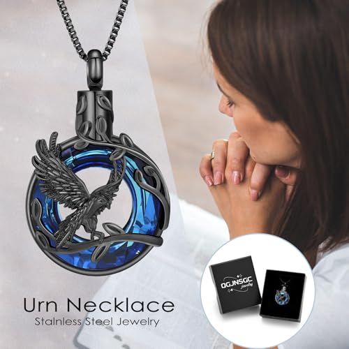Tree of Life Urn Necklace for Ashes Eagle Ring Cremation Jewelry Eagle Keepsake Memorial Human Pets Ash Pendant Holder Gift for Women Men - color: customize