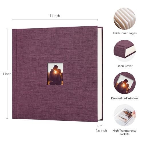 Instax Mini Photo Album with Writing Space, 168 Pockets, Purple | Compatible with 2x3 inch & Polaroid Pictures, Recessed Clear Pockets, Wedding Guest Book and Family Memories - color: Purple, size: 168 Pockets