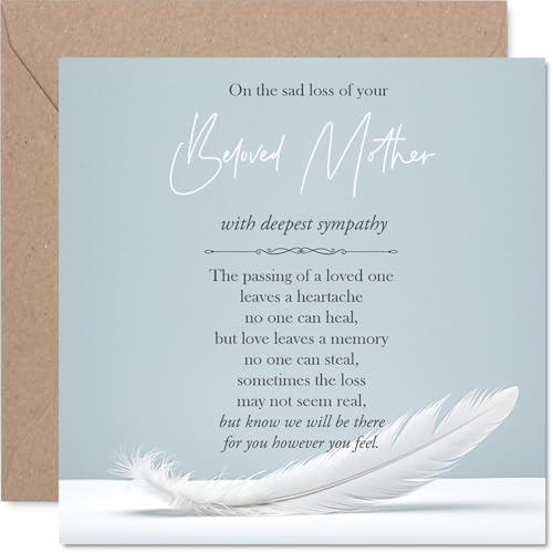 Stuff4 Sympathy Card, The Sad Loss of Your Mother | Bereavement Card for Son Daughter, 5.7 x 5.7 Inch Mum Mom Mournful Greeting Cards - color: Mother