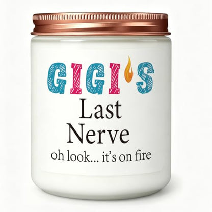 Gigi Gifts Novelty Lavender Scented Soy Candle Gift Funny Grandmother Mother's Day Birthday Gift for Gigi Grandma Gigi's Last Nerve Candle - color: Gigi